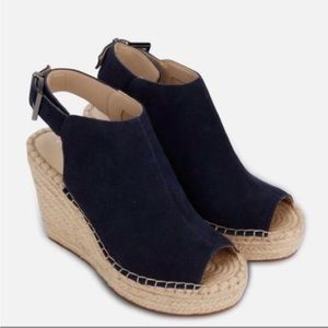 Kenneth Cole Navy Suede Platform Espadrille 9